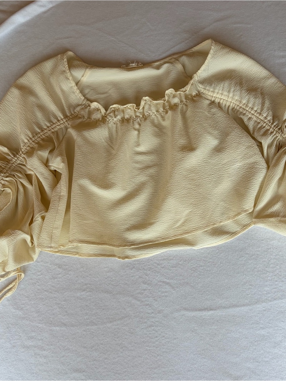 Romantic Coquette Peasant Top Pale Yellow Long-Sleeve Women’s S